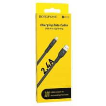 CAVO BOROFONE PIATTO USB LIGHTNING BX23 2.4A 1M NERO