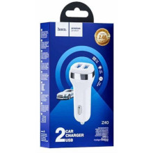 CARICABATTERIA DA AUTO HOCO Z40 2.4A 2 X USB BIANCO