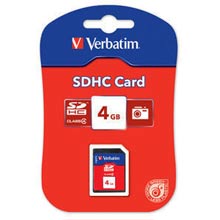 MEMORIA SD HC 4 GB CLASS 4 VERBATIM