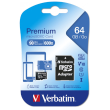 MICRO SD 64 GB CLASSE 10 VERBATIM CON ADATTATORE SD