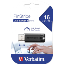 PENDRIVE 16 GB VERBATIM PINSTRIPE USB 3.0 16 GB BLACK