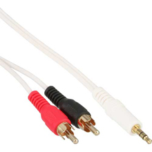 CAVO AUDIO DA SPINA JACK 3,5 A 2X RCA PIN DORATI BIANCO 2 MT