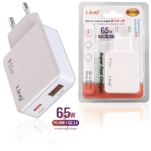 CARICABATTERIA 65W CON 1 X USB QC 18W + 1 X TYPE-C PD 65W BIANCO