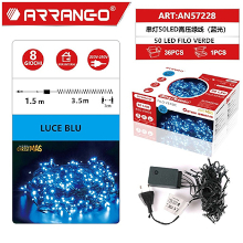 FILO DI LUCI LUCE BLU 50 LED 1.5M + 3.5M DA INTERNO