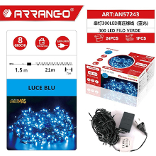 FILO DI LUCI LUCE BLU 300 LED 1.5M + 21M DA INTERNO