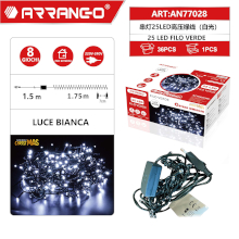 FILO DI LUCI LUCE BIANCA 25 LED 1.5M + 1.75M DA INTERNO