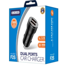 CARICABATTERIA DA AUTO 2XUSB JELLICO F2S 3.1A 18W NERO