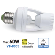 V-TAC PORTALAMPADA E27 CON SENSORE DI MOVIMENTO PER LAMPADINE E27 MAX 60W 4982