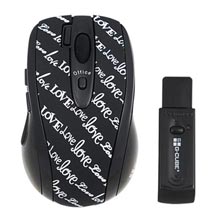 MOUSE WIRELESS 2,4 GHZ G-CUBE ERGONOMICO BLACK AND WHITE LOVE LETTERS