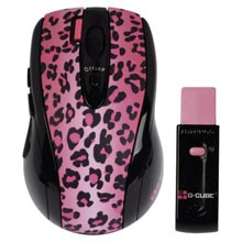 MOUSE WIRELESS 2,4 GHZ G-CUBE ERGONOMICO LUXLEOPARD PINK