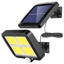 LAMPADA DA PARETE CON PANNELLO SOLARE 120 LED COB CON CAVO DA 5M