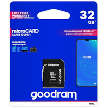MICRO SD 32GB GOODRAM SDHC C10 UHS-I/U1 CON ADATTATORE SD