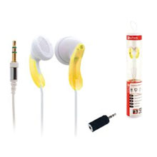 AURICOLARE MP3 GIALLO JACK 3,5 CON RIDUTTORE DA 2.5MM.