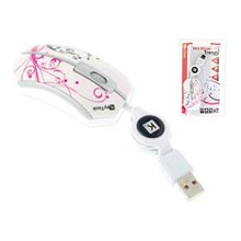 MINI MOUSE TRENDY 800DPI, ROLLER CABLE, USB - BIANCO E GRAFICA A COLORI