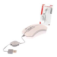 MINI MOUSE OTTICO 800DPI, ROLLER CABLE, BIANCO E CROMATO, USB