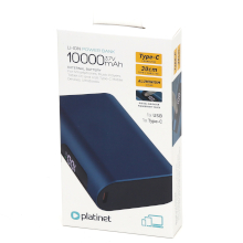 POWER BANK 10000MAH TYPE-C PD20W + USB QC3.0 ALLUMINIO BLU
