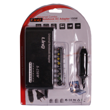ALIMENTATORE UNIVERSALE PER NOTEBOOK DA AUTO E CASA 150W CON USB + PLUG HP INCLUSO