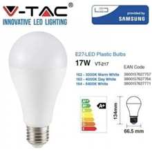 V-TAC PRO VT-217 LAMPADINA LED E27 17W BULB A66 CHIP SAMSUNG 3000K LUCE CALDA