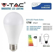 V-TAC PRO VT-217 LAMPADINA LED E27 17W BULB A65 CHIP SAMSUNG 4000K LUCE NATURALE