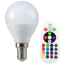 LAMPADINA LED E14 3,5W P45 CON TELECOMANDO RGB + 6400K