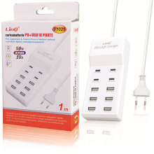 CARICABATTERIA FAST CHARGE 6 USB + 4 TYPE-C PD QC3.0 50W 1M