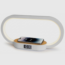 OROLOGIO DIGITALE CON LAMPADA E RICARICA WIRELESS 15W BAMBOO