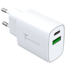 CARICABATTERIA FAST CHARGE TECHMADE 20W 1 PORTA USB-C/USB-A