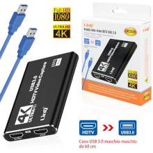 ADATTATORE PER ACQUISIZIONE VIDEO DA HDTV A USB 3.0 CON CAVO USB M/M 60CM