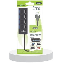 HUB USB 4 PORTE 2.0 CON INTERRUTTORI NERO-BIANCO YC-405