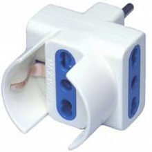 ADATTATORE TRIPLO SPINA 10A 3 PRESE BIPASSO 10A 16A + SHUKO